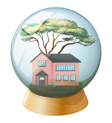 Wall Mural - A pink house inside the crystal ball