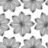 Geometric Flower seamless pattern in black and white