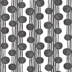 Wall Mural - Spiral seamless pattern in black and white