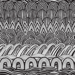 Wall Mural - Collage seamless pattern in black and white