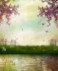 Wall Mural - lake in a spring day