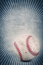 Vintage Baseball And Blue Background