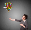 Woman holding a balloon drawing