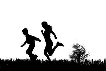 Canvas Print - Vector silhouette of family.