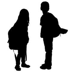 Wall Mural - vector silhouette of children.