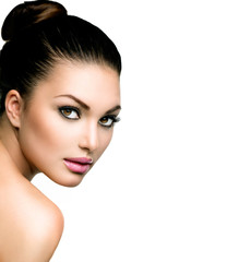 Wall Mural - beautiful face of young woman with clean fresh skin