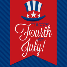Retro Ribbon Independence Day Card In Vector Format.