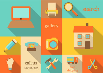 Wall Mural - internet icons in retro style