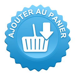 Sticker - ajouter au panier sur bouton web denté bleu