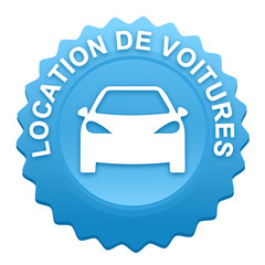 Sticker - location de voitures sur bouton web denté bleu