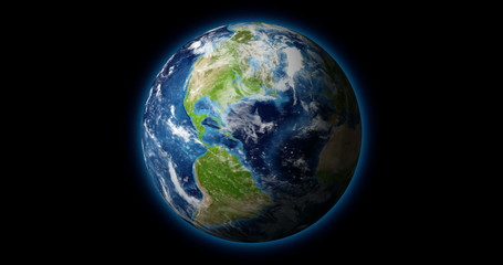 4k - planet earth rotates on black bg