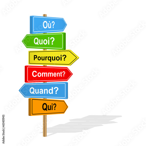 Vecteur Stock PANNEAUX QUESTIONS (pourquoi comment combien qui quand
