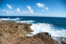 Wild Coastline Of Aruba In The Caribbean