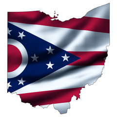 Wall Mural - Illustration with waving flag inside map - Ohio