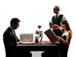 couples lovers dating dinner silhouettes