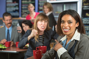 Lady Pointing at Angry Person