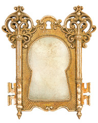 Wall Mural - vintage golden picture frame with canvas