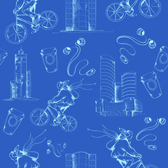 Canvas Print - Blueprint city seamless pattern