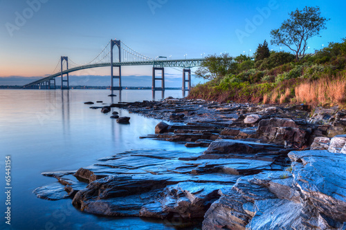 Newport Bridge Sunrise Rocky Seascape
