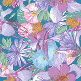 Summer seamless pattern with wildflowers.