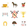 Horse and equestrian icons in flat style