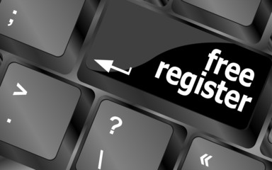 Poster - free register computer key showing internet login