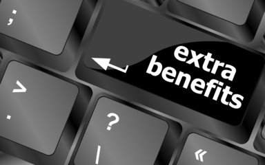 Poster - extra benefits button on keyboard - business concept