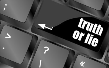 Poster - truth or lie button on computer keyboard key