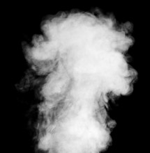 Real White Steam On Black Background.