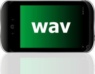 Poster - Web development concept: smartphone with word wav on display