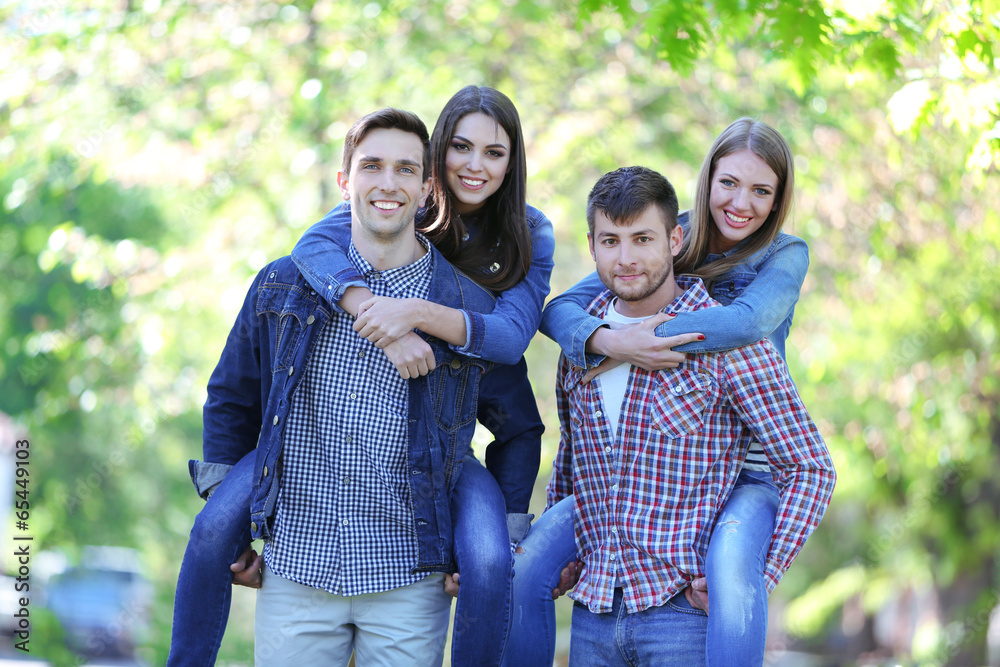 Happy friends in park