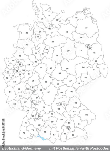Karte Von Deutschland Mit Postleitzahlen Kaufen Sie Diese Vektorgrafik Und Finden Sie Ahnliche Vektorgrafiken Auf Adobe Stock Adobe Stock