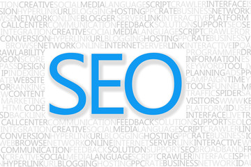seo concept text with popular words from search engine optimizat