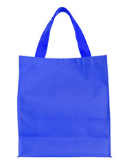 blue canvas shopping bag isolated on white background with clipp