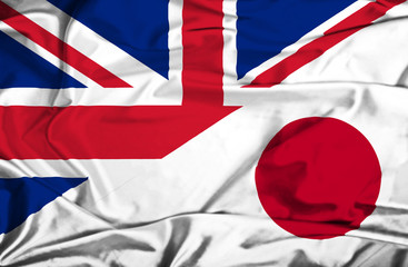 Waving flag of Japan and UK