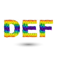 Aufkleber - rainbow vector alphabet font in triangular design - dee, e, ef