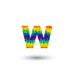 Aufkleber - rainbow vector alphabet font in triangular design - double u