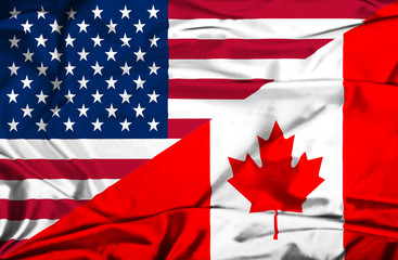 Waving flag of Canada and USA