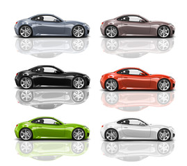 Collection of Multicolored 3D Modern Cars