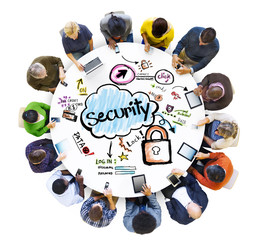Fototapete - Group of Multiethnic People with Security Concept