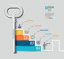 Wall Mural - Business key staircase concept infographic template.