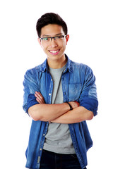 Canvas Print - Portrait of a handsome asian man in glasses