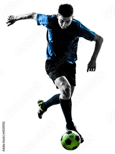 Naklejka dekoracyjna caucasian soccer player man juggling silhouette