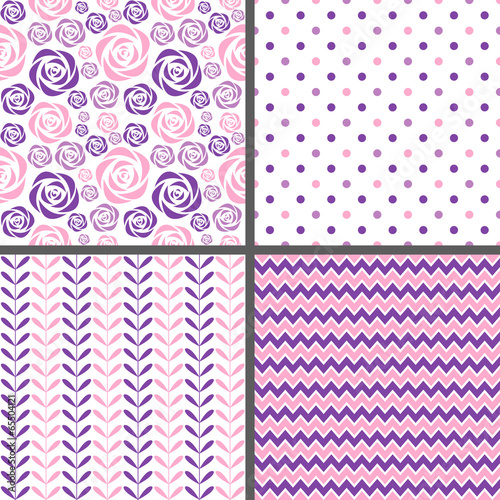 Tapeta ścienna na wymiar Pastel Pink & Purple Seamless Patterns