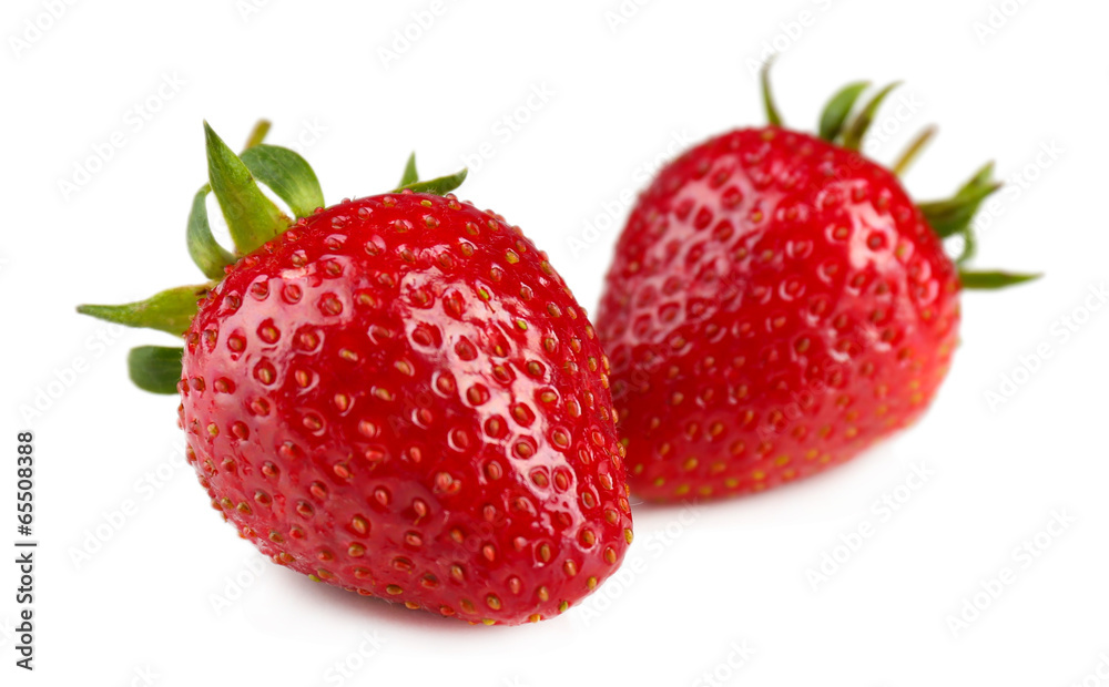 Red ripe strawberries, isolated on white