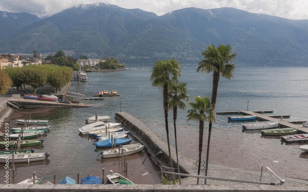 Wall Murals Ascona Seeufer Lago Maggiore Herbst Unwetter Schweiz Nikkel Art