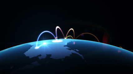 Wall Mural - growing network across the world. beautiful 3d animation, loop