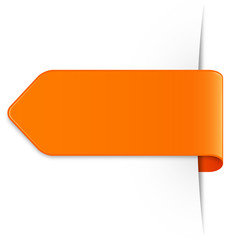 Wall Mural - Orangener Sticker Pfeil mit Textfreiraum