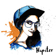 Wall Mural - Girl ink hipster