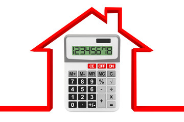 Poster - Real Estate Concept. Abstract house with calculator